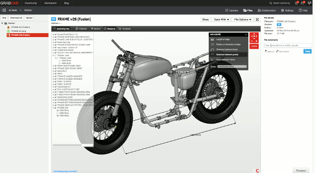 GrabCAD Workbench screen shot motorcycle
